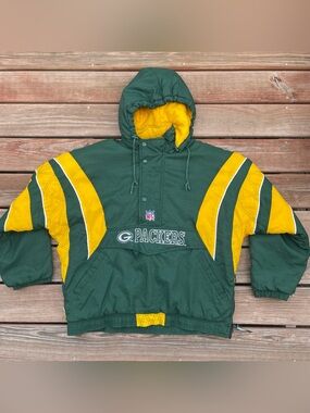 VTG 90s Green Bay Packers Pullover Proline 1/2 Zip Starter Jacket Adult Size XL